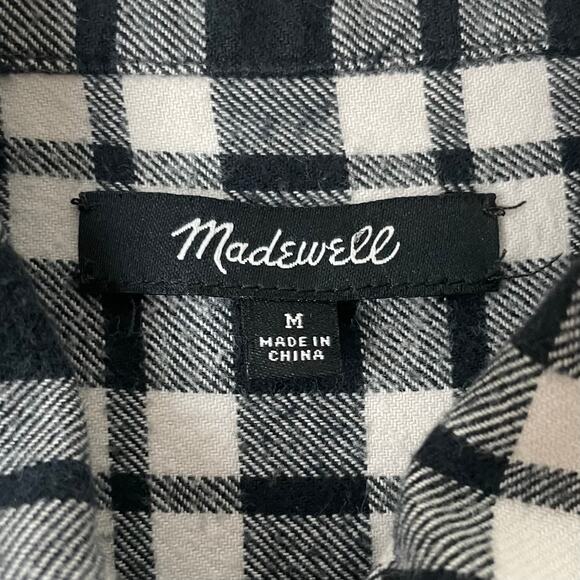 Madewell Top Womens Medium Black White Bridgeport Check Flannel Shirt Button Up - Picture 10 of 12
